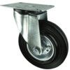Pressed Steel Castor With Swivel Plate, Rubber Trye, Steel Centre 80mm thumbnail-0