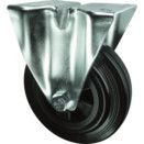 Medium Duty Pressed Steel Castors - Rubber Tyred Wheel with Polypropylene Centre - Roller Bearing thumbnail-1