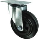 Medium Duty Pressed Steel Castors - Rubber Tyred Wheel with Polypropylene Centre - Roller Bearing thumbnail-2