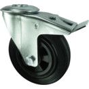 Medium Duty Pressed Steel Castors - Rubber Tyred Wheel with Polypropylene Centre - Roller Bearing thumbnail-4