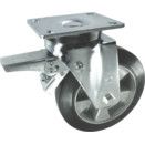 Heavy Duty Pressed Steel Castors - Rubber Tyred Wheel with Aluminium Centre - Ball Journal Bearing thumbnail-0