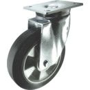 Heavy Duty Pressed Steel Castors - Rubber Tyred Wheel with Aluminium Centre - Ball Journal Bearing thumbnail-2