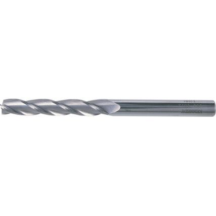 End Mill, Long, 5mm, Plain Round Shank, 3fl, Carbide, Uncoated