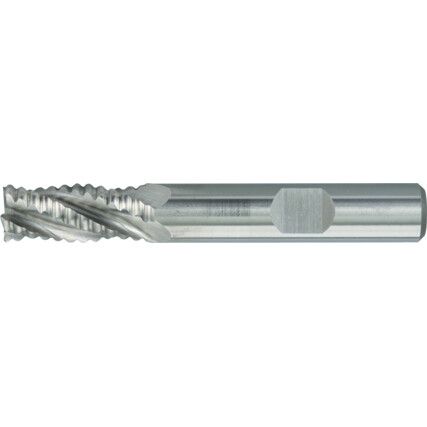 17, Roughing End Mill, 10mm, Weldon Flat Shank, 4fl, Cobalt High Speed Steel, Uncoated, M42