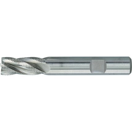 25, Roughing End Mill, 10mm, Weldon Flat Shank, 4fl, Cobalt High Speed Steel, Uncoated, M42