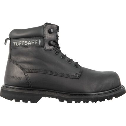 Unisex Safety Boots Size 12, Black, Leather, Steel Toe Cap