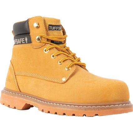 Unisex Safety Boots Size 6, Tan, Leather, Steel Toe Cap