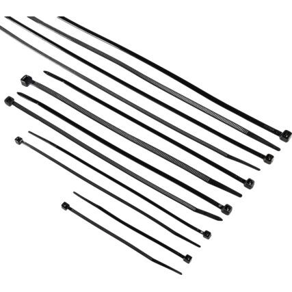 Cable Ties, Black, Assorted Dia. & Length (Pk-600)