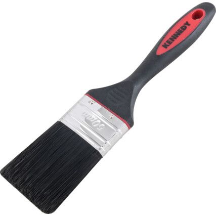 2in., Flat, Synthetic Bristle, Angle Brush, Handle Rubber