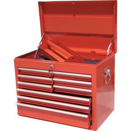 Tool Chest, Professional, Red, Steel, 9-Drawers, 510 x 660 x 405mm, 150kg Capacity