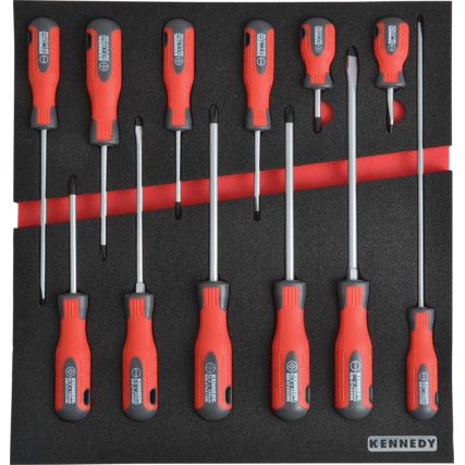 12 Piece Pro-Torq Screwdriver Set in 2/3 Width Foam Inlay for Tool Cabinets