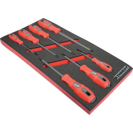 7 Piece 1000V Dual Grip VDE Screwdriver Set in 1/3 Width Foam Inlay for Tool Chests