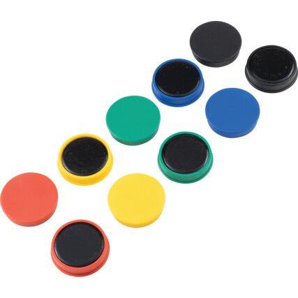 35mm WHITEBOARD MAGNETS ASSORTED COLOURS (PK-10)