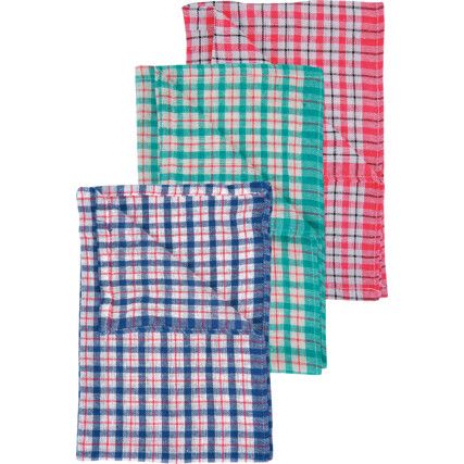 Tea Towels Checked Assorted Colours - Pack of 10
