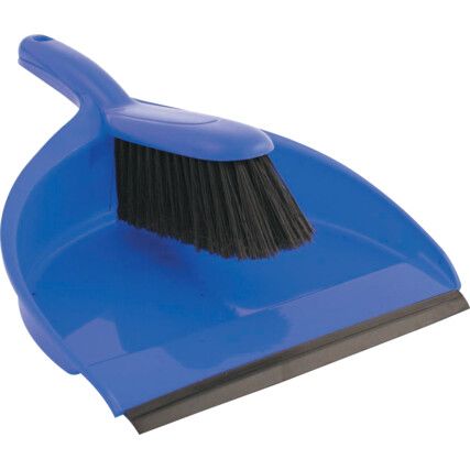 Blue Plastic Dustpan & Stiff Brush Set