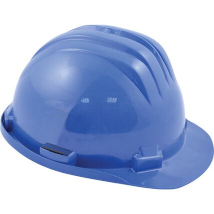 Safety Helmet, Blue, HDPE, Standard Peak, Includes Side Slots