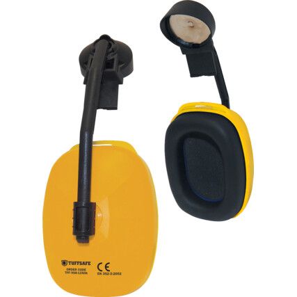 Ear Defenders, Clip-on, No Communication Feature, Yellow Cups