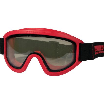 Condor, Safety Goggles, Acetate/Polycarbonate, Clear Lens, Polycarbonate, Red Frame, Sealed, Anti-Mist/Flame-resistant/Impact-resistant/Scratch-resistant