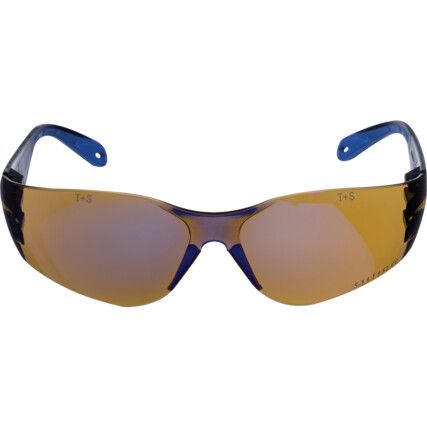 Safety Glasses, Blue Mirror Lens , Frameless, Blue Frame, High Temperature Resistant/Impact-resistant/Sun Glare/UV-resistant