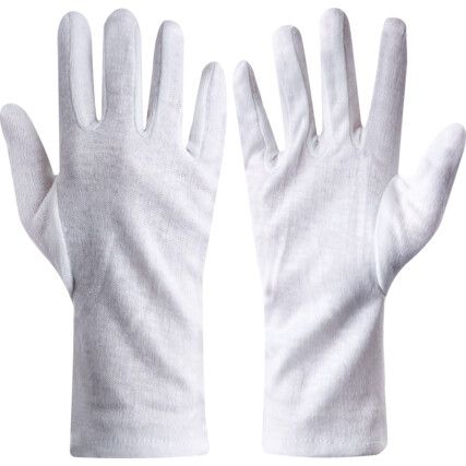 General Handling Gloves, White, Uncoated Coating, Interlock Cotton Liner, Size 8