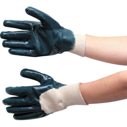 Mechanical Hazard Gloves, Blue, Nitrile Coating, 4, 1, 1, 1, Size 10