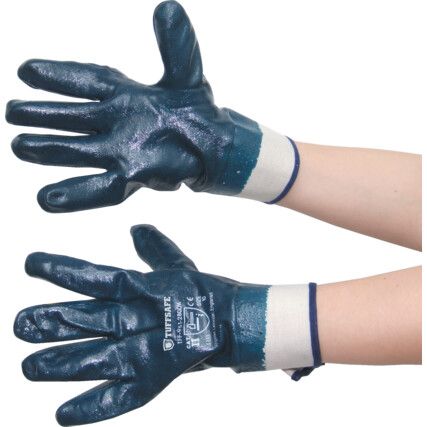 Mechanical Hazard Gloves, Blue, Nitrile Coating, 4, 1, 1, 1, Size 10