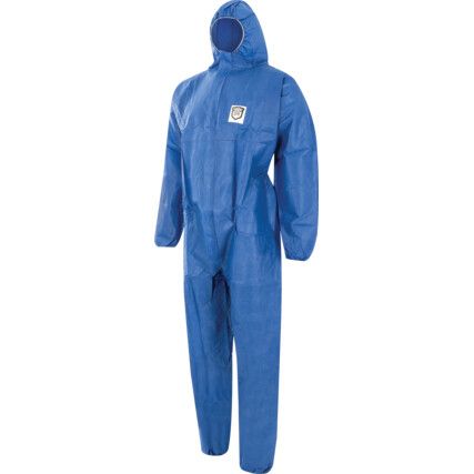 Guard Master, Chemical Protective Coveralls, Disposable, Blue, SMS Nonwoven Fabric, Zipper Closure, Chest 40-42", M