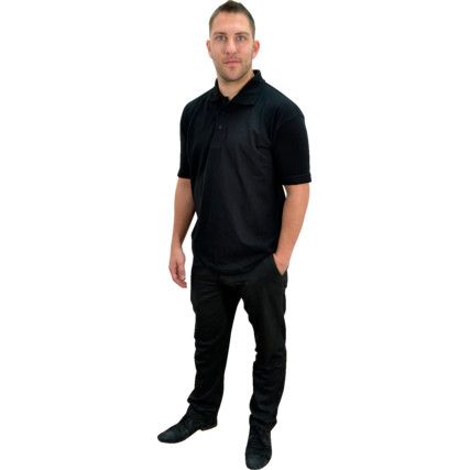 Polo Shirt, Unisex, Black, Cotton/Polyester, Short Sleeve, S