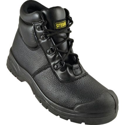 Unisex Safety Boots Size 5, Black, Leather, Steel Toe Cap