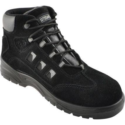 Unisex Safety Boots Size 4, Black, Leather, Composite Toe Cap