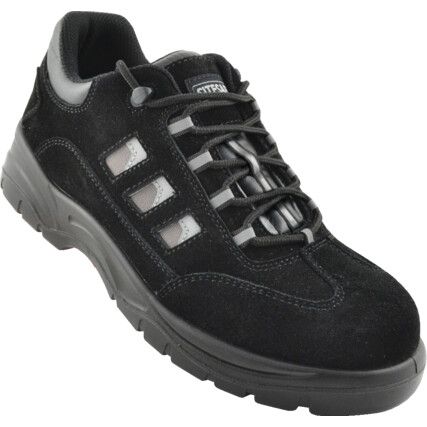 Safety Trainers, Unisex, Black, Leather Upper, Steel Toe Cap, S1P, Size 3