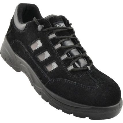 Safety Trainers, Unisex, Black, Leather Upper, Composite Toe Cap, S1P, Size 3