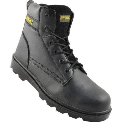 Trucker, Unisex Safety Boots Size 8, Black, Leather, Steel Toe Cap